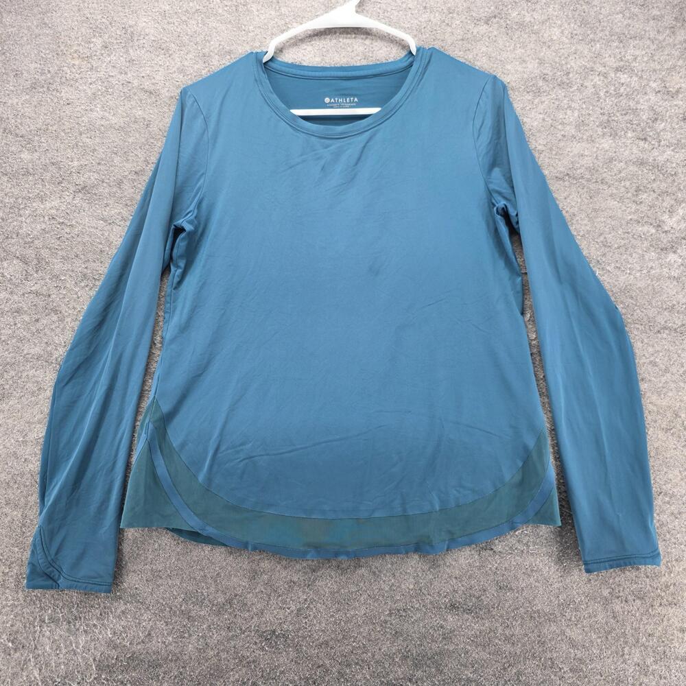 Athleta T-Shirt Womens M Blue Crew Neck Pullover Breathable Lightweight